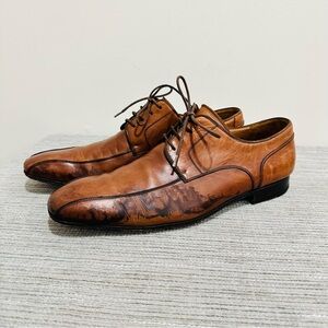 Magnanni Men Dress Shoes Size US 10,5 M Cognac Brown Oxford Leather